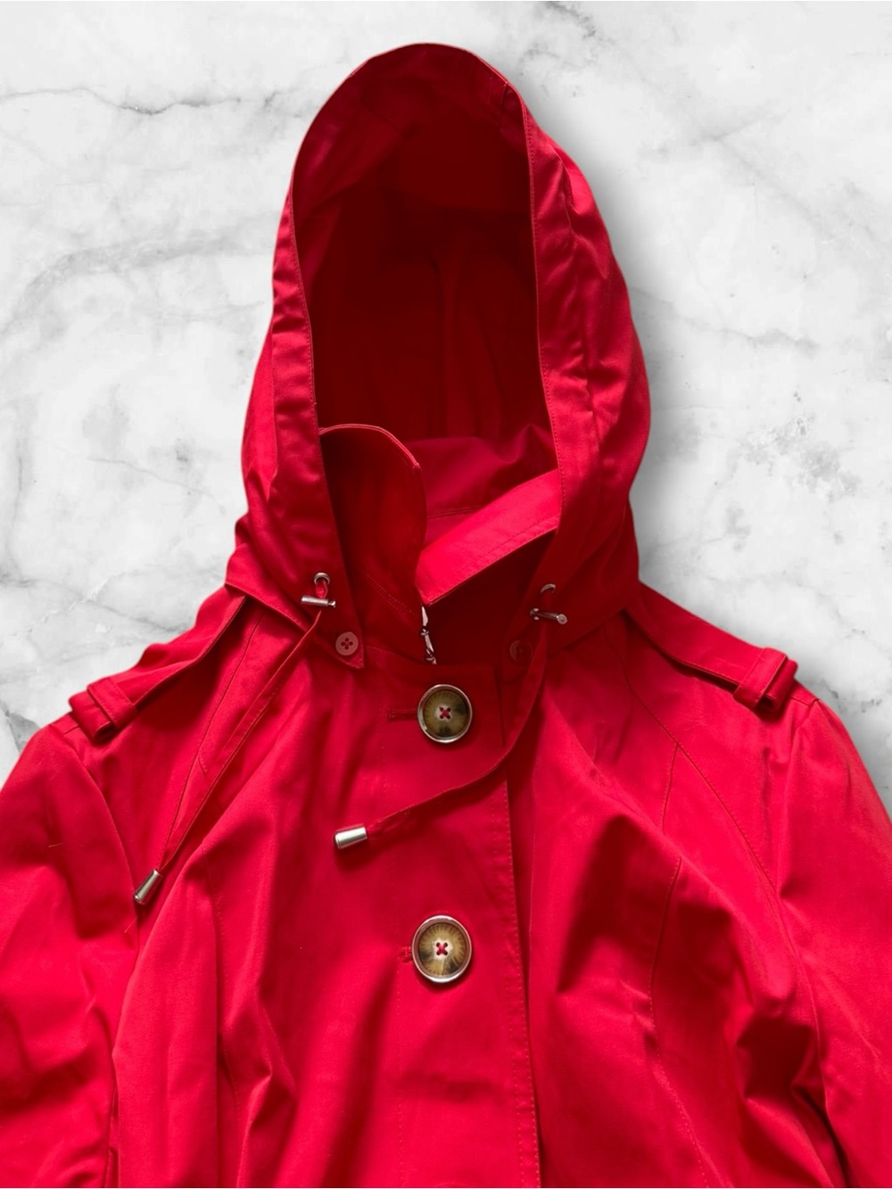 Women’s Michael Kors belted trench coat with removable hood size L - Picture 3 of 5